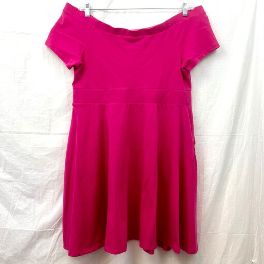 Torrid Mini Foxy Off Shoulder Skater Dress Women +1 Pink Peacock - Picture 3 of 8